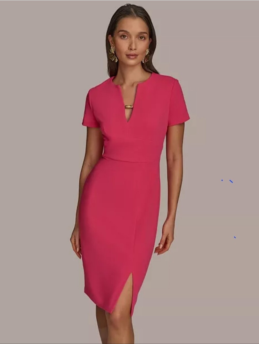 Donna‎ Karan Short Sleeve V-neck Sheath  Dress: Audacious: Size- 14W
